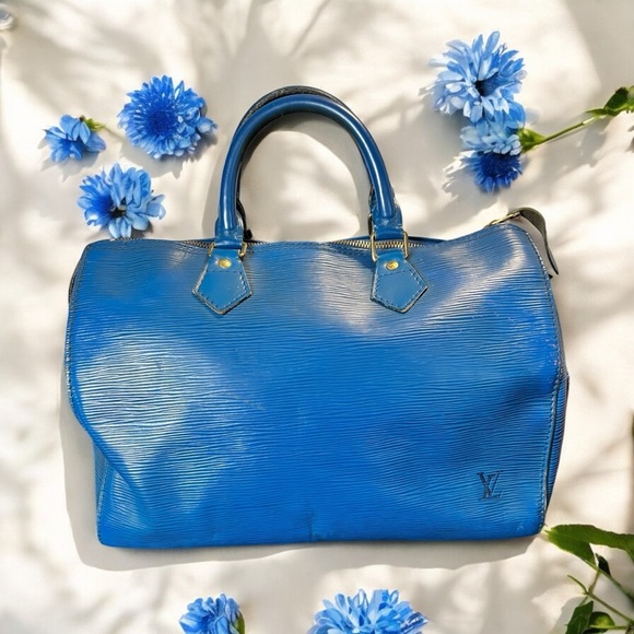 Louis Vuitton Blue Epi Speedy 33cm w/COA (A207) - Picture 3 of 17